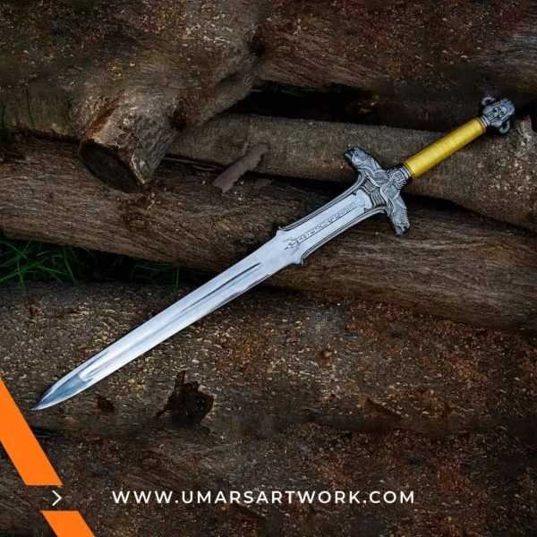 Conan the Barbarian sword replica with rugged and powerful design, Iconic fantasy sword from the classic Conan series, High-quality replica with engraved blade and heavy hilt, Barbarian-style sword with battle-worn finish and leather grip, Display-worthy Conan sword collectible for fans and warriors