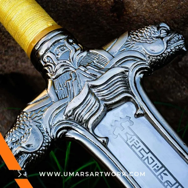 Conan the Barbarian sword replica with rugged and powerful design, Iconic fantasy sword from the classic Conan series, High-quality replica with engraved blade and heavy hilt, Barbarian-style sword with battle-worn finish and leather grip, Display-worthy Conan sword collectible for fans and warriors