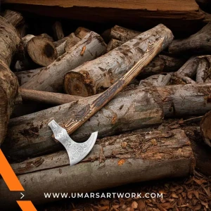 Carving axe replica with sharp, curved blade for detailed woodwork, Inspired by traditional woodworking tools, High-quality replica with forged steel head and hardwood handle, Designed for precision carving and shaping tasks, Display-worthy collectible combining function and craftsmanship