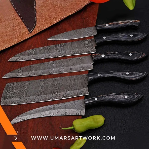 Kitchen knife set with versatile blades for all cooking tasks, Includes chef, paring, utility, bread, and slicing knives, High-quality stainless steel blades for precision and durability, Ergonomic handles for comfort and control, Complete knife set perfect for home or professional kitchens