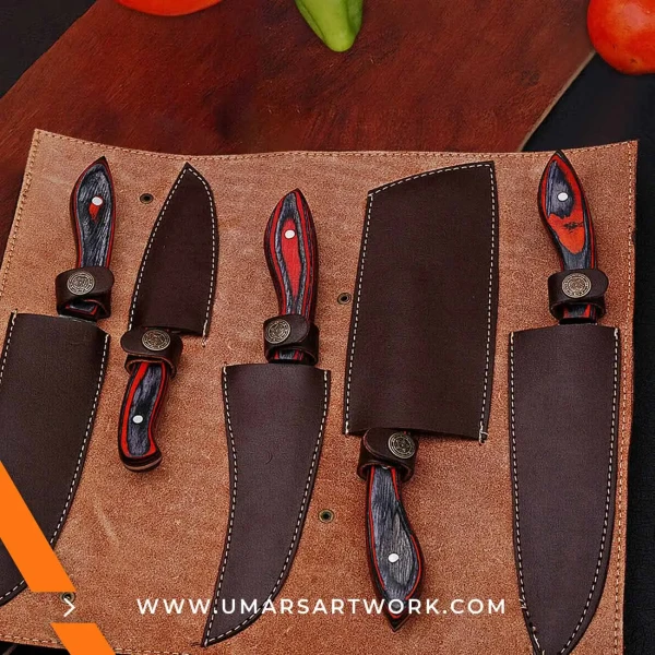 Kitchen knife set with versatile blades for all cooking tasks, Includes chef, paring, utility, bread, and slicing knives, High-quality stainless steel blades for precision and durability, Ergonomic handles for comfort and control, Complete knife set perfect for home or professional kitchens