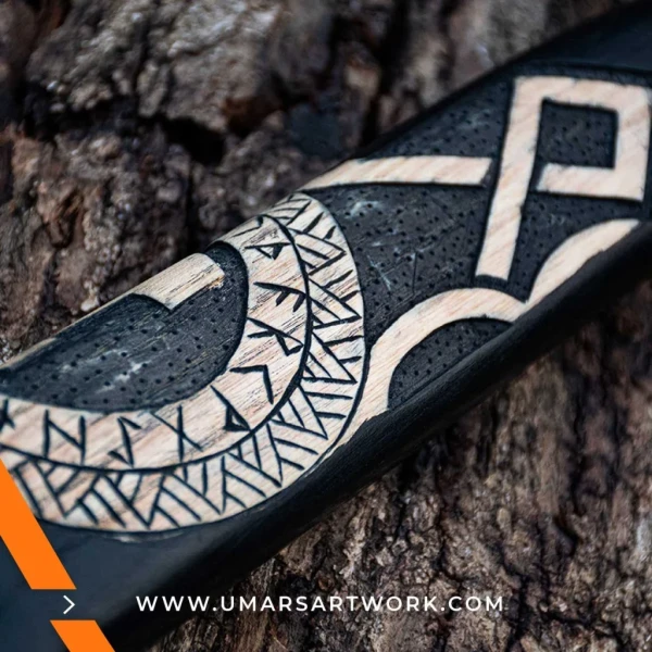 Viking axe with traditional Norse design and engraved steel head, Hand-forged blade inspired by ancient Viking warriors, High-quality axe with sturdy wooden handle for firm grip, Battle-ready replica ideal for display or functional use, Authentic Viking axe collectible with historical craftsmanship