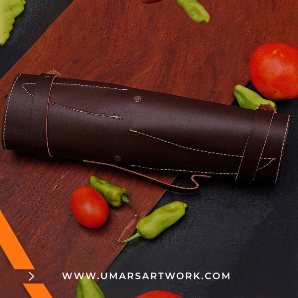 Leather kitchen knife sheath for safe storage