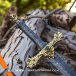 Polished Damascus steel Viking sword blade