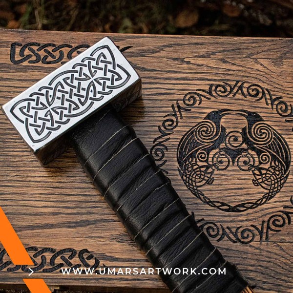 Replica Viking hammer with ornate details