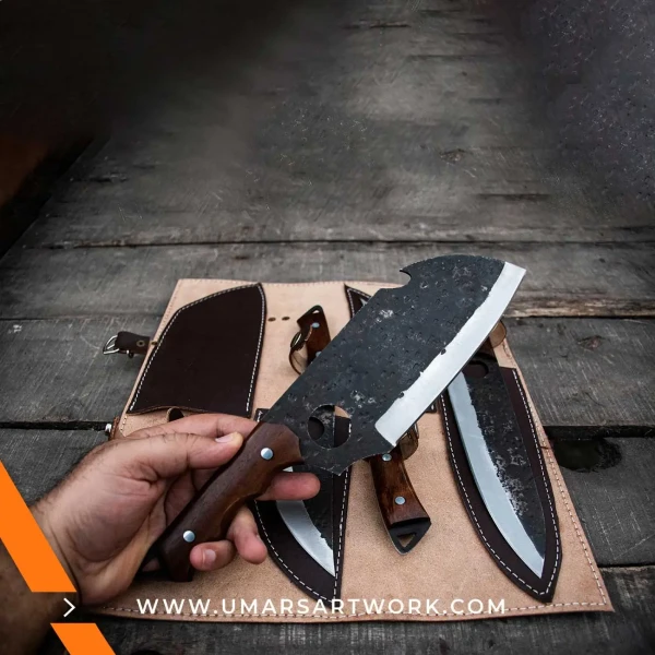 Chef set knives with precision-forged stainless steel blades, Complete kitchen knife set for slicing, chopping, and dicing, Ergonomic handles for comfort and control during use, High-quality culinary knives for professional or home chefs, Durable and stylish set designed for everyday cooking tasks