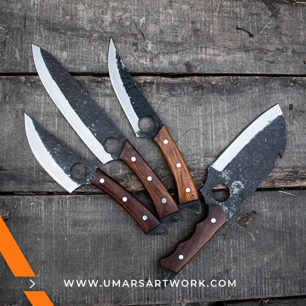 Chef set knives with precision-forged stainless steel blades, Complete kitchen knife set for slicing, chopping, and dicing, Ergonomic handles for comfort and control during use, High-quality culinary knives for professional or home chefs, Durable and stylish set designed for everyday cooking tasks