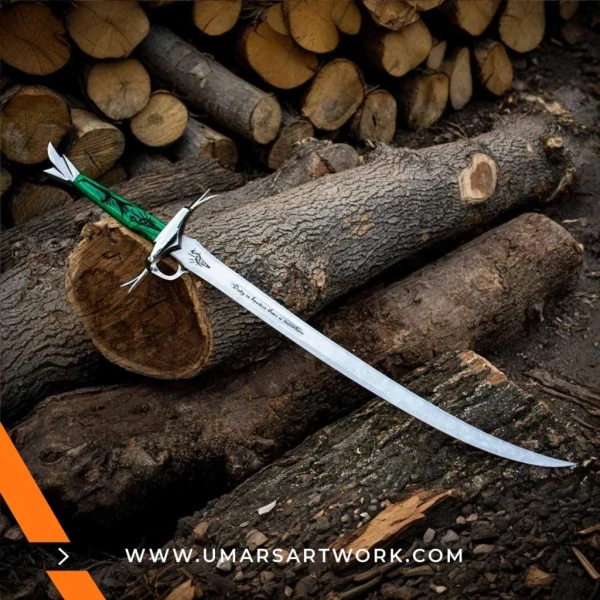 Engraved hand-forged Heron sword with detailed blade markings, High-quality replica inspired by legendary warrior traditions, Full-tang sword with leather-wrapped handle and steel guard, Handcrafted Heron sword with unique engravings and battle-ready finish, Display-worthy collectible combining elegance and strength