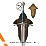 Glamdring sword replica with elegant Elven design, Sword of Gandalf from The Lord of the Rings, High-quality Glamdring replica with detailed runes, Fantasy sword with long silver blade and ornate guard, Collectible Glamdring sword perfect for display or cosplay
