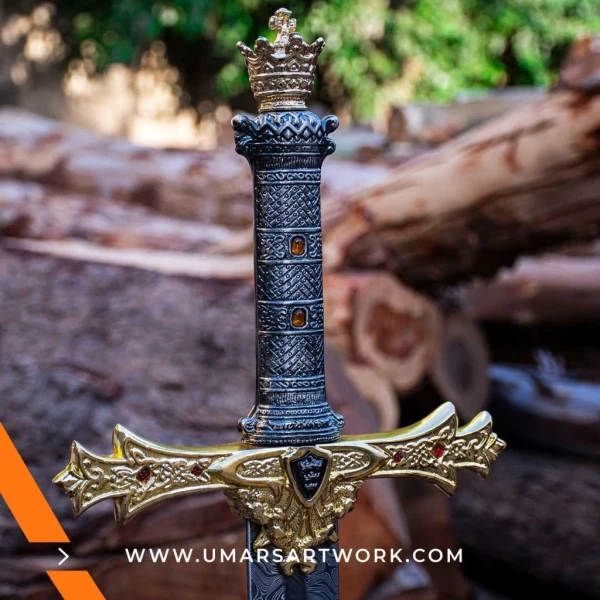 Handmade Damascus Viking sword with unique folded steel patterns, Authentic replica inspired by Norse warrior blades, High-quality Damascus steel sword with detailed hilt, Battle-ready Viking sword with leather-wrapped grip, Display-worthy handcrafted sword with historical Nordic design
