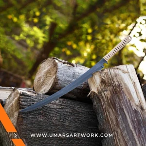 Handmade functional sword with full-tang high-carbon steel blade, Designed for performance, durability, and precision, High-quality handcrafted sword with ergonomic grip, Battle-ready sword suitable for cutting practice or collection, Display-worthy piece blending craftsmanship with functionality