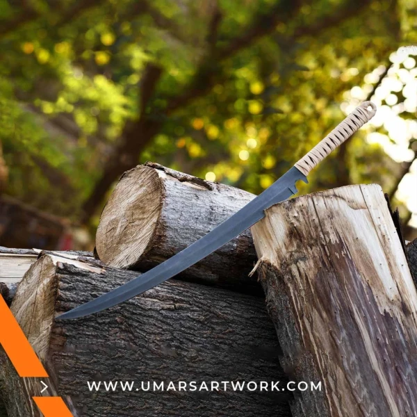 Handmade functional sword with full-tang high-carbon steel blade, Designed for performance, durability, and precision, High-quality handcrafted sword with ergonomic grip, Battle-ready sword suitable for cutting practice or collection, Display-worthy piece blending craftsmanship with functionality