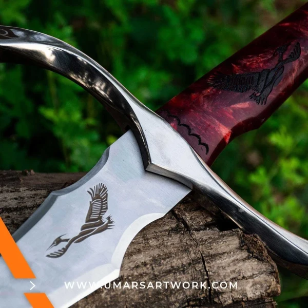 Heron marked Viking sword replica with engraved heron symbol on blade, Inspired by legendary warrior traditions and Norse craftsmanship, High-quality replica sword with leather grip and detailed guard, Functional Viking-style sword with unique heron marking, Display-worthy collectible with historical and fantasy appeal