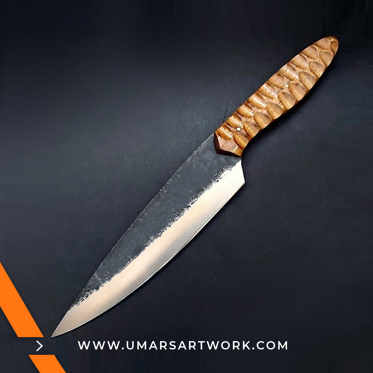 Professional chef knife with stainless steel blade