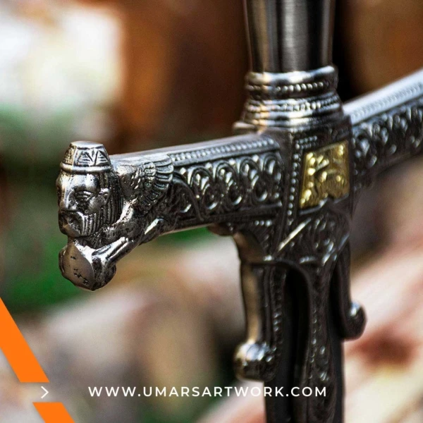 Medieval sword replica with classic double-edged blade design, Inspired by European knights and historical warfare, High-quality sword with crossguard and leather grip, Battle-ready medieval replica with forged steel finish, Display-worthy collectible sword from the Middle Ages