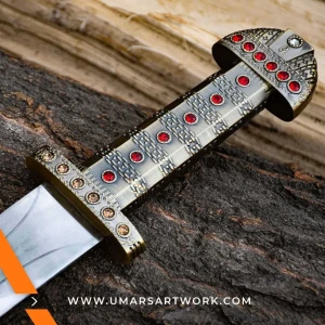 Sword of King Ragnar Lothbrok replica with rugged Viking design, Inspired by the legendary Norse warrior from the TV series, High-quality replica sword with leather-wrapped grip and aged blade, Battle-ready Viking sword with historical details and Nordic engravings, Display-worthy collectible honoring Ragnar Lothbrok’s legacy