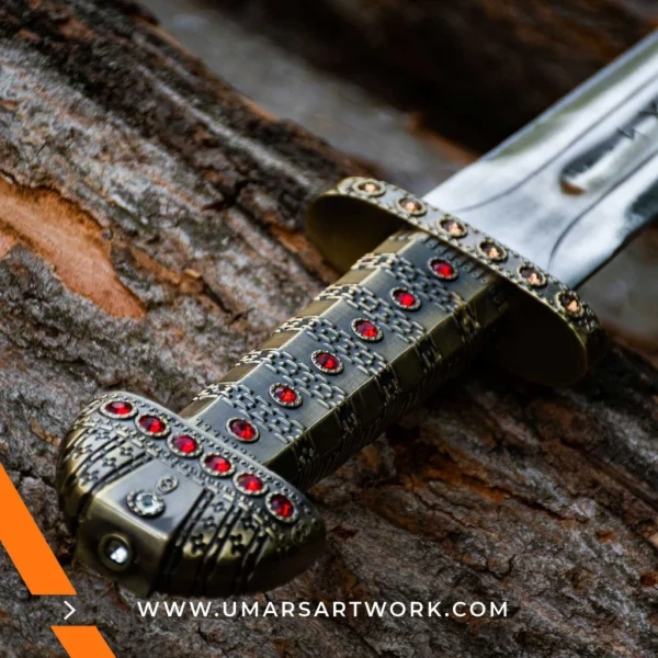 Sword of King Ragnar Lothbrok replica with rugged Viking design, Inspired by the legendary Norse warrior from the TV series, High-quality replica sword with leather-wrapped grip and aged blade, Battle-ready Viking sword with historical details and Nordic engravings, Display-worthy collectible honoring Ragnar Lothbrok’s legacy