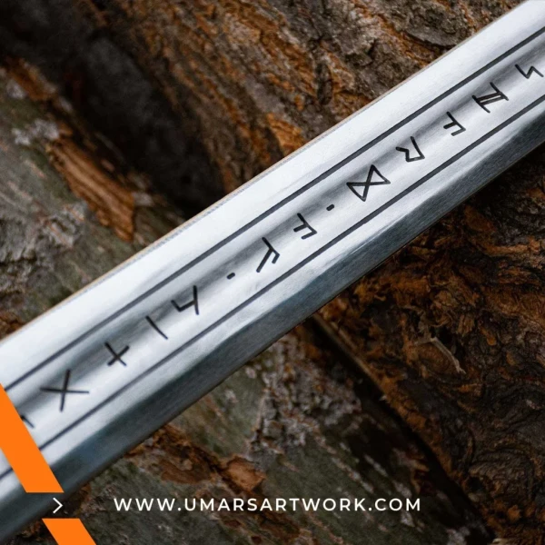 Sword of King Ragnar Lothbrok replica with rugged Viking design, Inspired by the legendary Norse warrior from the TV series, High-quality replica sword with leather-wrapped grip and aged blade, Battle-ready Viking sword with historical details and Nordic engravings, Display-worthy collectible honoring Ragnar Lothbrok’s legacy