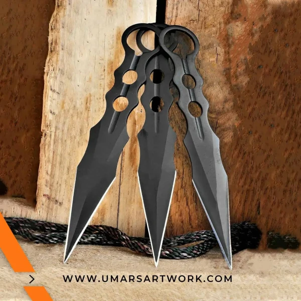 Throwing knives with balanced design for precision and accuracy, High-quality stainless steel blades for durability and performance, Lightweight and aerodynamic for smooth flight, Tactical throwing knives ideal for practice or competition, Set of sharp-edged knives with secure grip handles