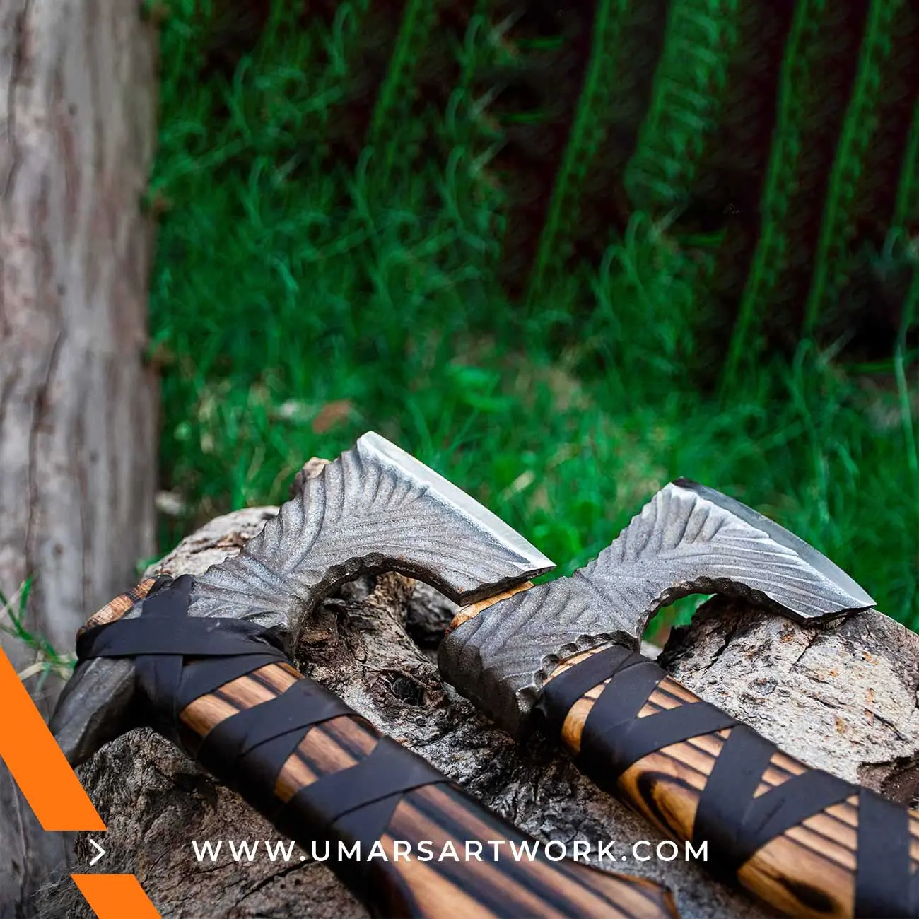 Viking combo axe replica with dual-headed design and Norse detailing, High-quality collectible inspired by ancient Viking weaponry, Hand-forged steel blades with engraved patterns, Sturdy wooden handle for balanced grip and control, Display-worthy Viking axe set combining tradition and craftsmanship